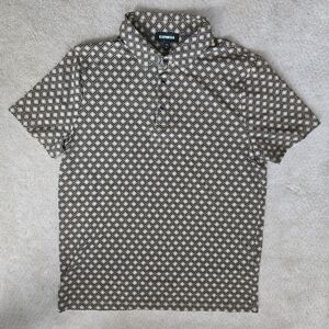 Express men's short-sleeve polo shirt with a geometric diamond pattern